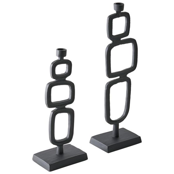 Sæt af 2 lysestager SIPANJE 35/48 cm Metal Sort