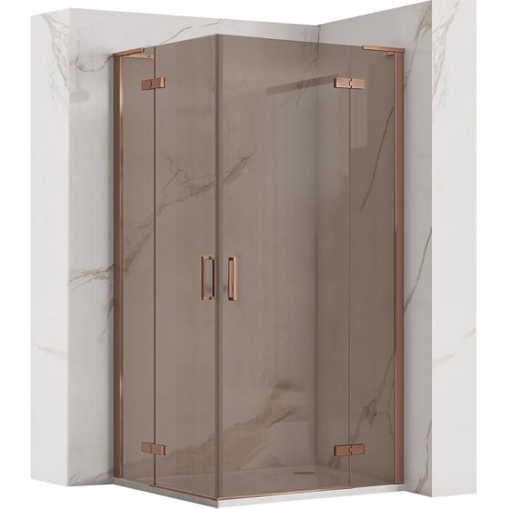 REA brusekabine Hugo Double 100x100 100x100 Børstet kobber, 100x100x200,5cm
