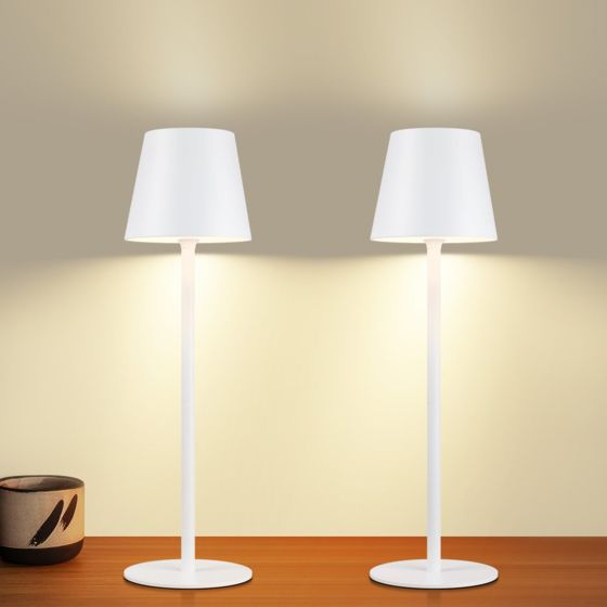NETTLIFE Trådløs batteridrevet, sengelampe, 2 stk. - 2600mh A, LED - genopladelig, udendørs bordlampe Touchskærm, batterilampe Hvid, USB