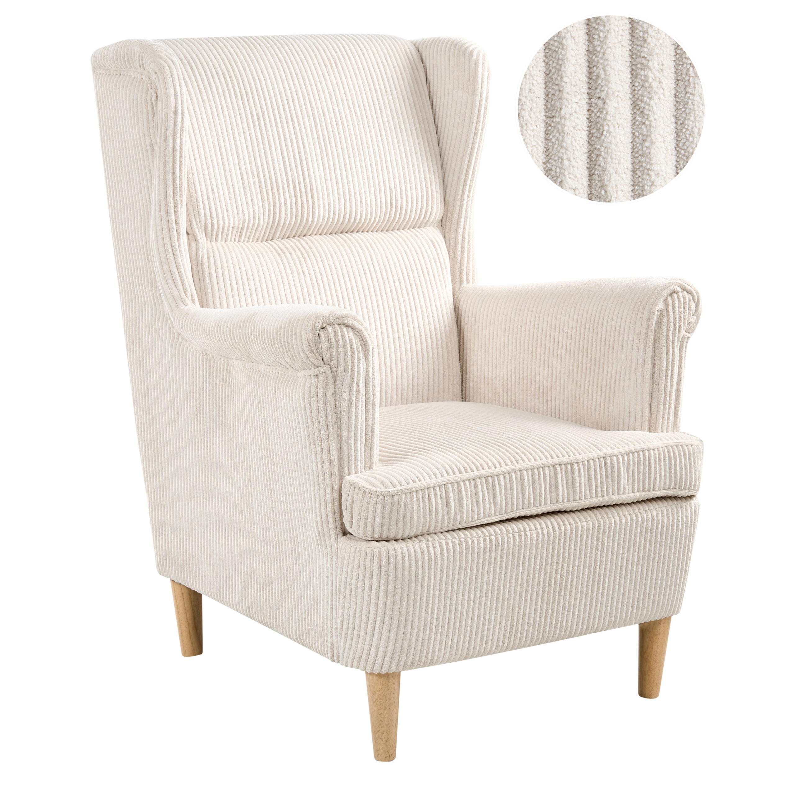 Øreklapstol ABSON Fløjl Lys Beige