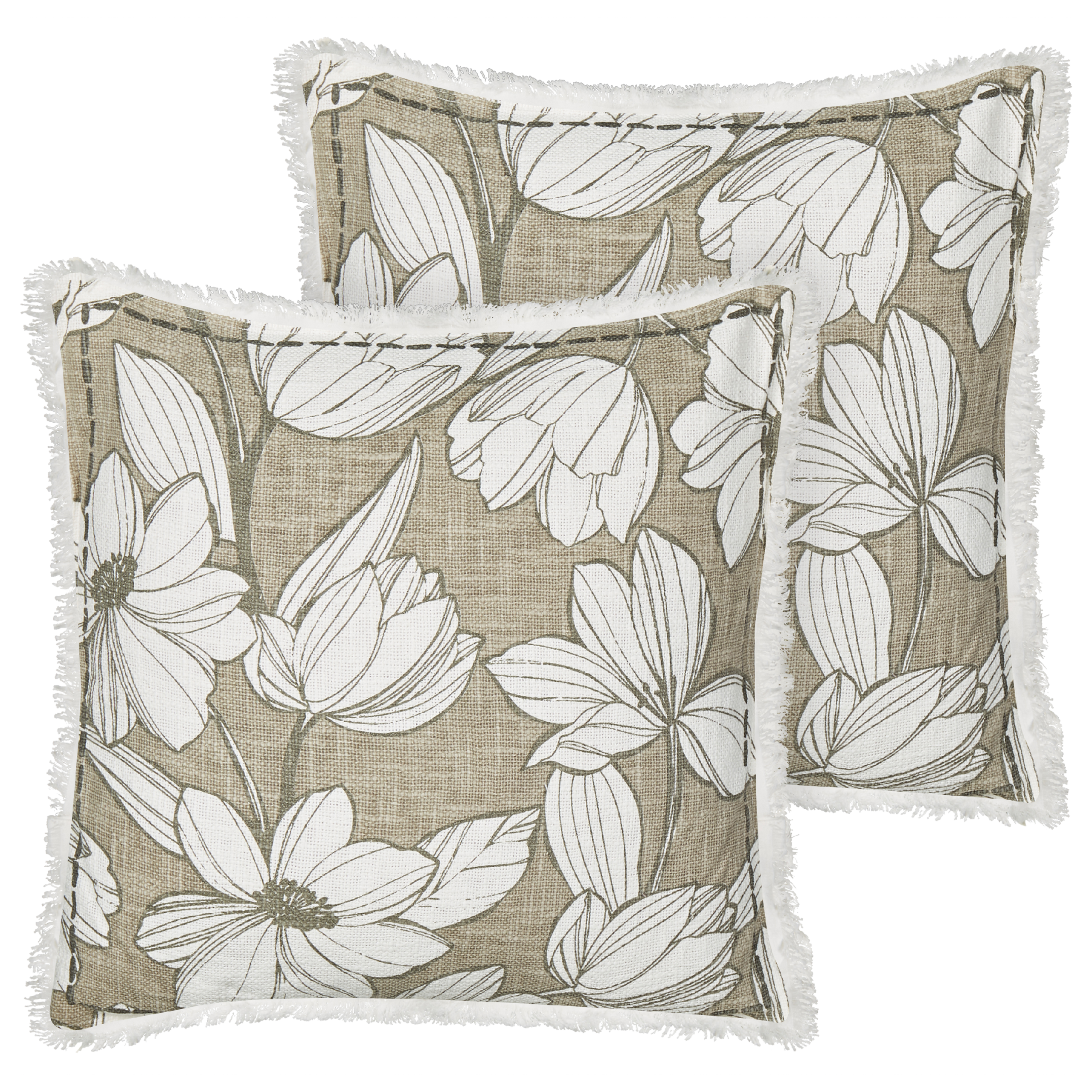 Sæt af 2 pyntepuder CYANOTIS 45 x 45 cm Bomuld Grøn Blomstermønster