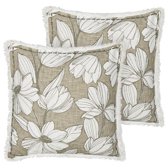 Sæt af 2 pyntepuder CYANOTIS 45 x 45 cm Bomuld Grøn Blomstermønster