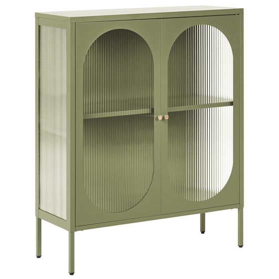 Glas vitrine skænk SARRE 90 cm Metal Grøn
