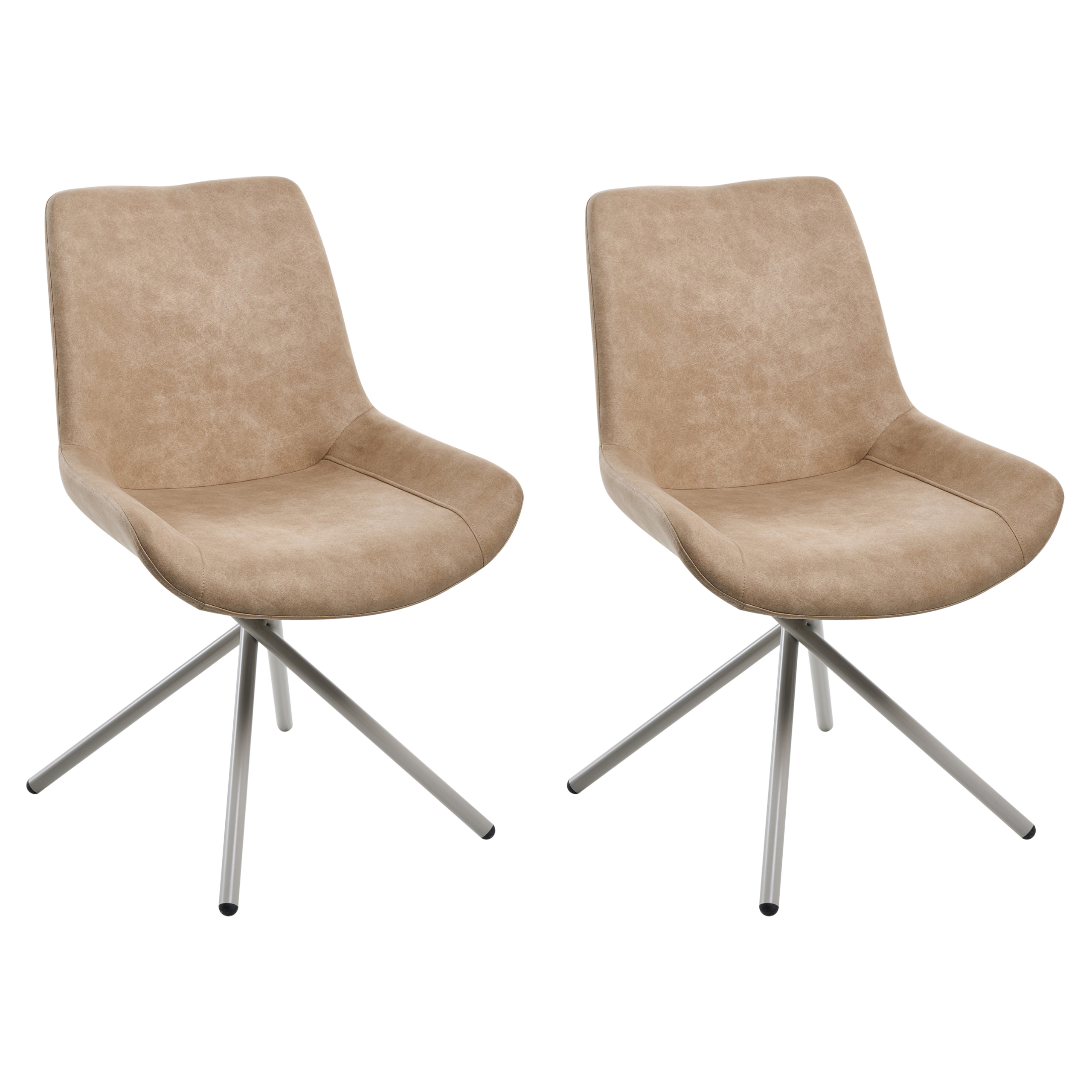 Sæt med 2 spisebordsstole HAILEY Kunstruskind Beige