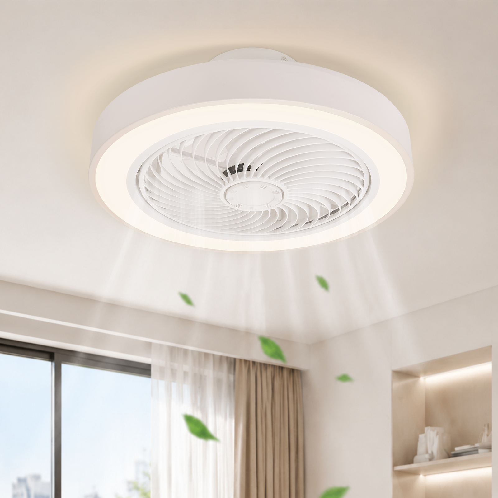 NETTLIFE LED loftventilator med belysning, 40W, støjsvag, med fjernbetjening og lysdæmper, 6-trins timer