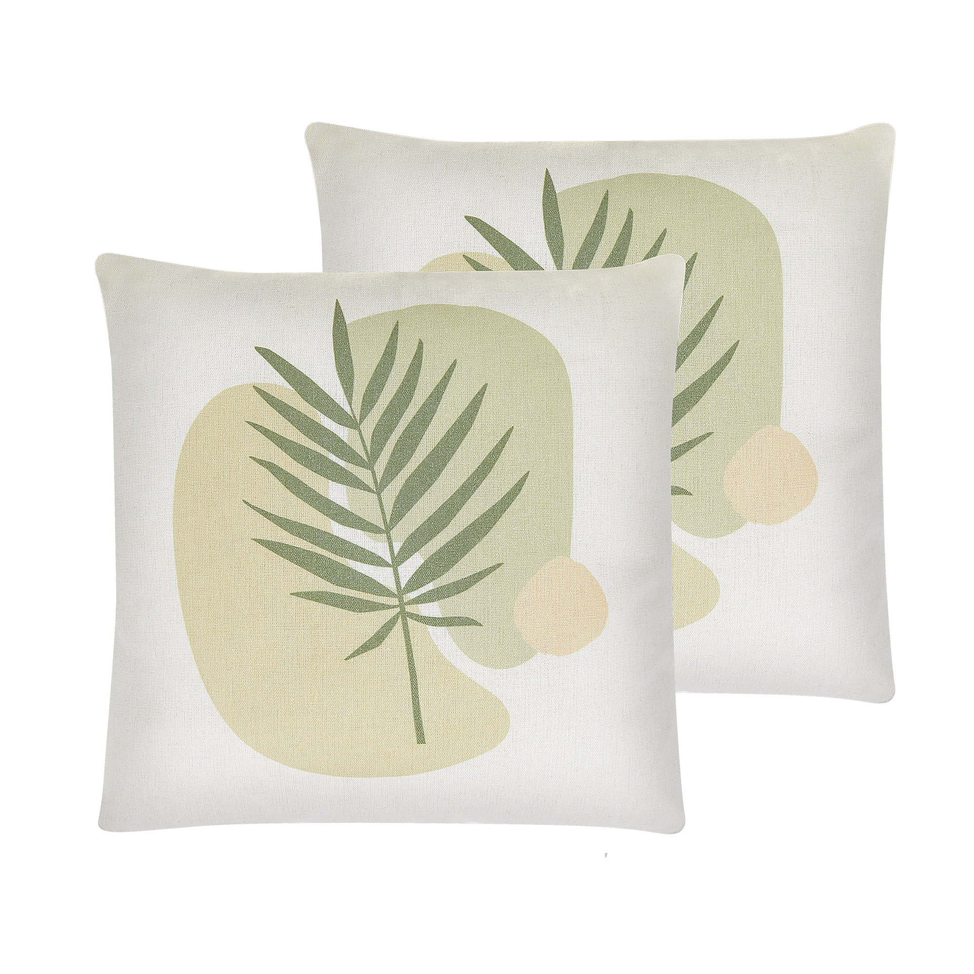 Sæt af 2 pyntepuder MICROSORUM 45 x 45 cm Lysegrøn Plante mønster