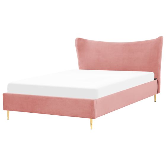 Seng Velour CHALEIX 160 x 200 cm Ferskenagtig lyserød