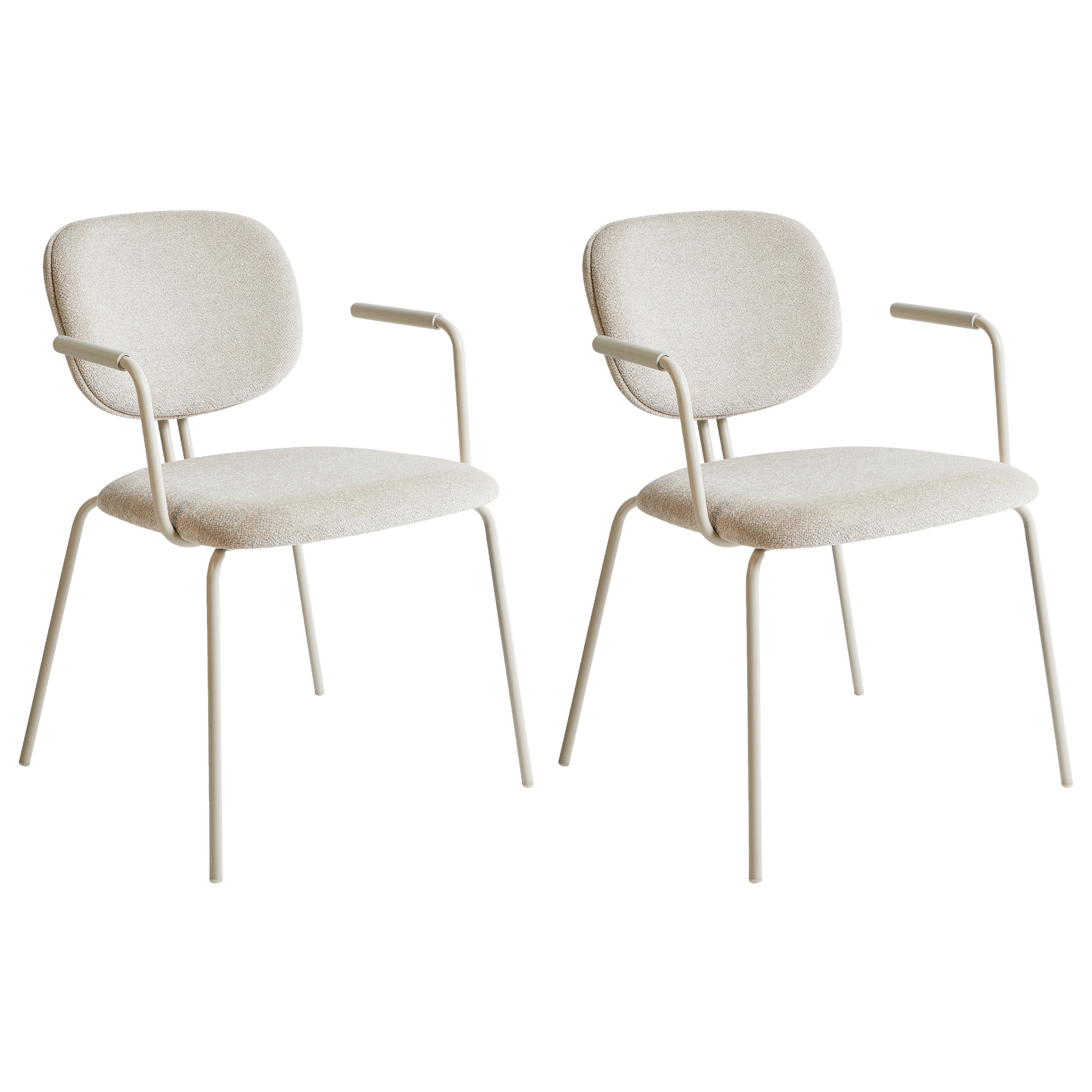 Sæt med 2 spisebordsstole CARILLE Chenille Lys Beige