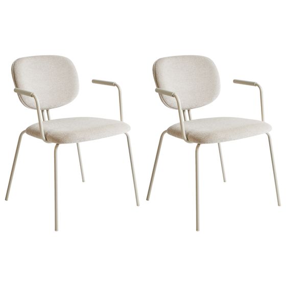 Sæt med 2 spisebordsstole CARILLE Chenille Lys Beige