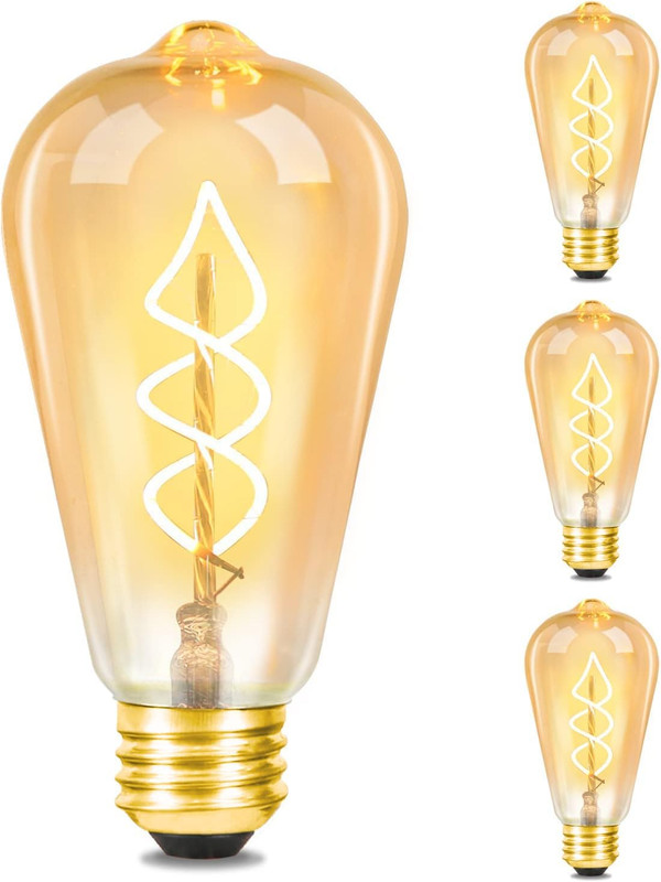 NETTLIFE 3 stk. E27 LED-pære vintage ST64 retro lampe varm hvid 4W glødetråd 2200K