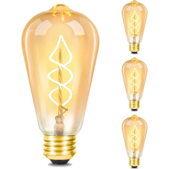 NETTLIFE 3 stk. E27 LED-pære vintage ST64 retro lampe varm hvid 4W glødetråd 2200K