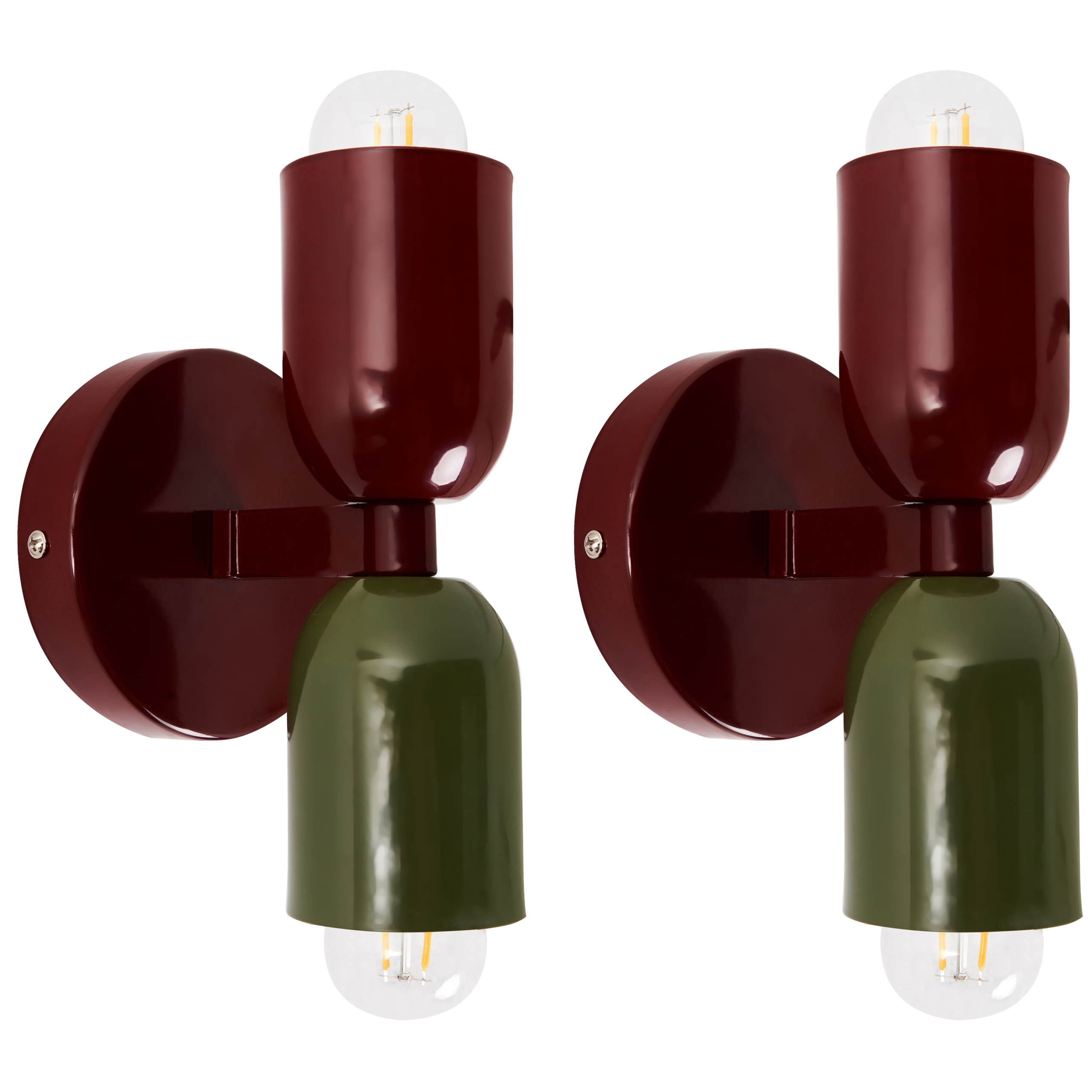 Sæt af 2 væglamper TOPI Metal Rood/groen