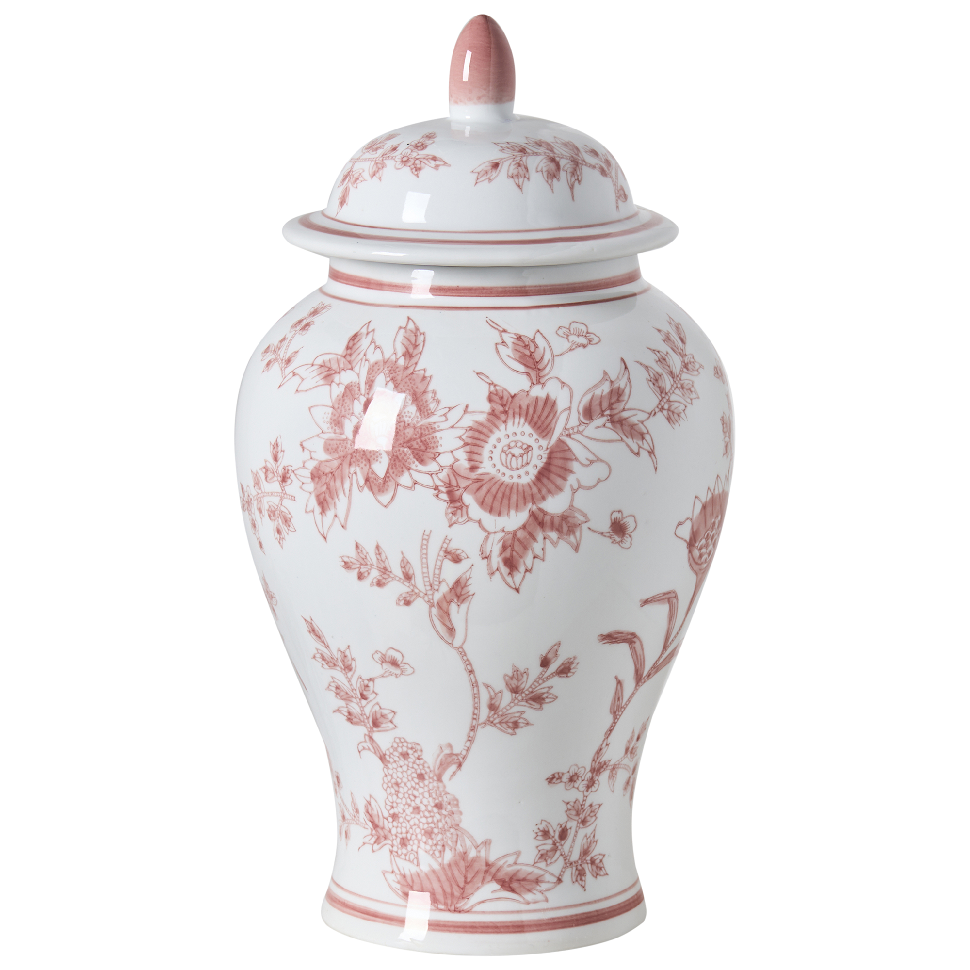 Vase med låg SEWILLA 38 cm Porcelæn Rød/Hvid