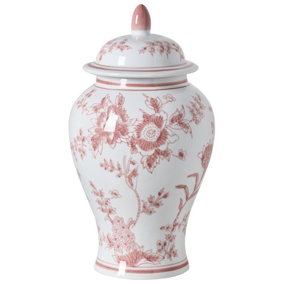 Vase med låg SEWILLA 38 cm Porcelæn Rød/Hvid
