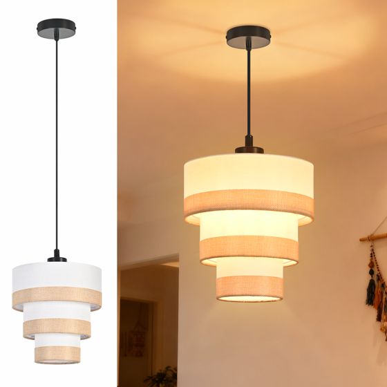 NETTLIFE Hængelampe vintage 1 lampe stof, E27, rustik, højdejusterbar (uden pærer)