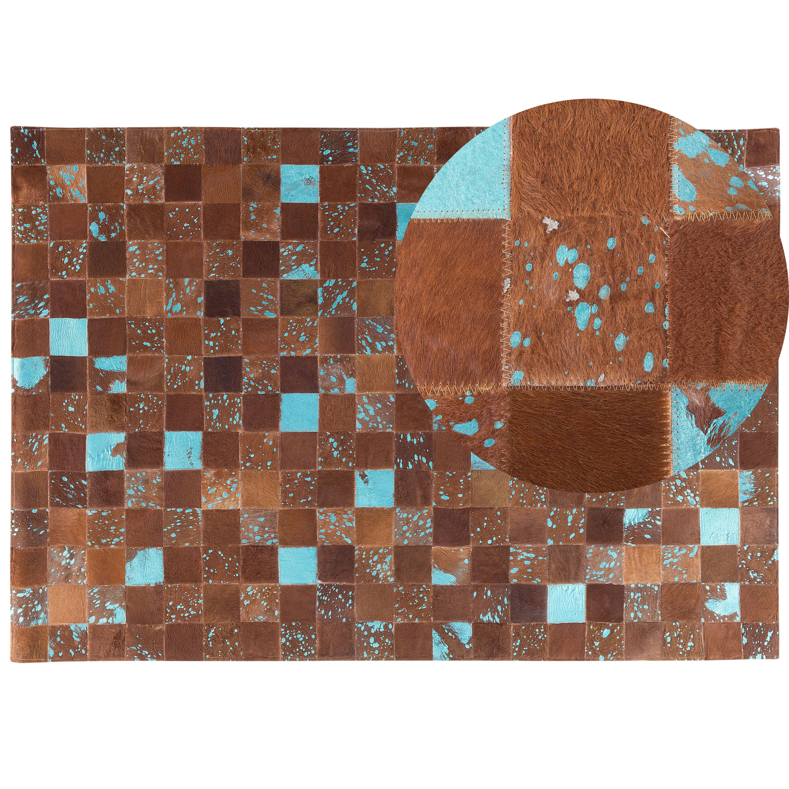 Gulvtæppe ALIAGA Brun 160 x 230 cm Ægte læder