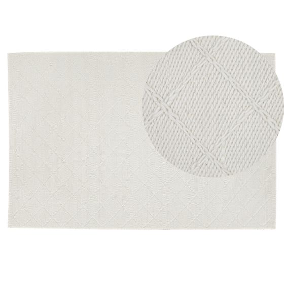 Gulvtæppe ELLEK Hvid 140 x 200 cm Uld