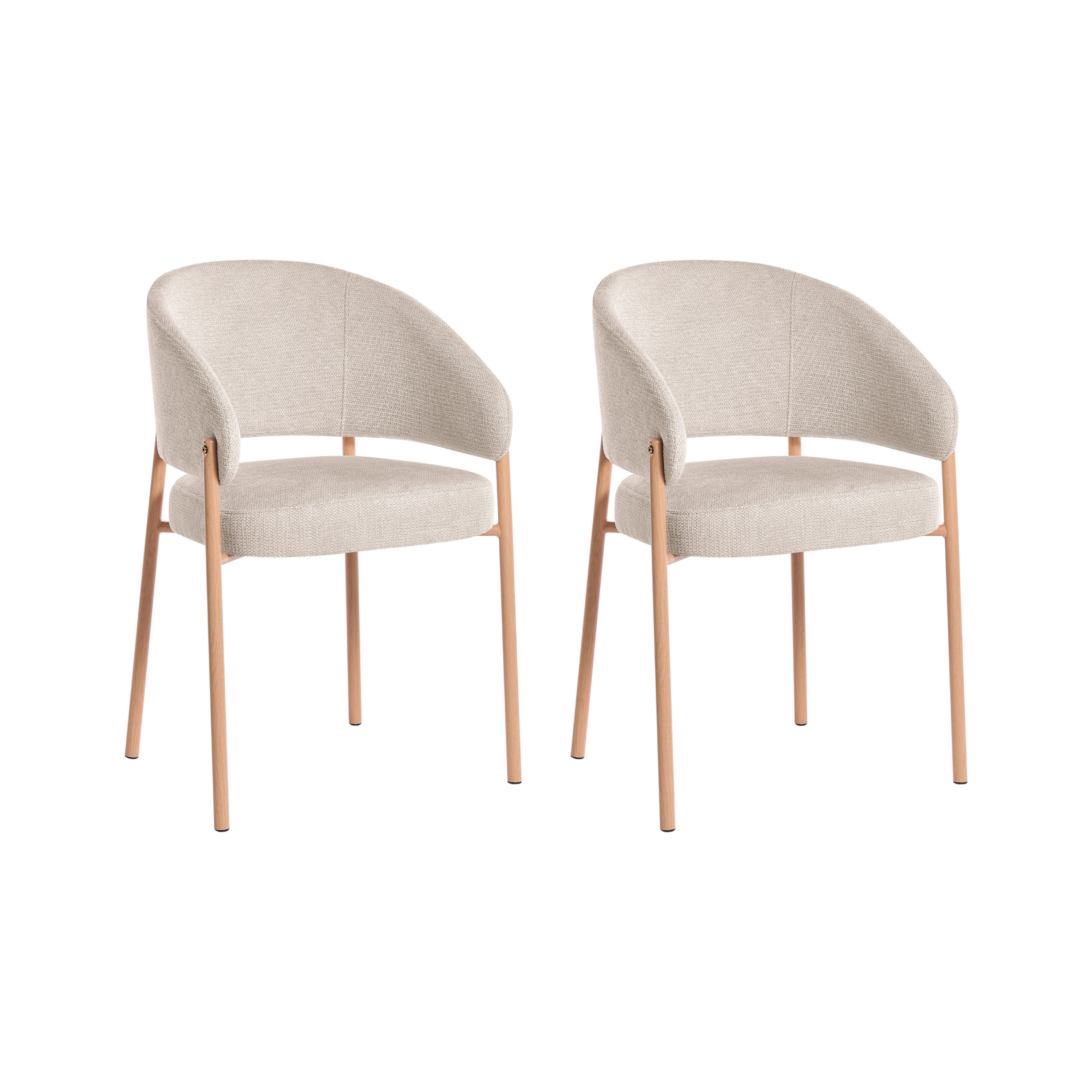 Sæt med 2 spisebordsstole ZANE Lys Beige