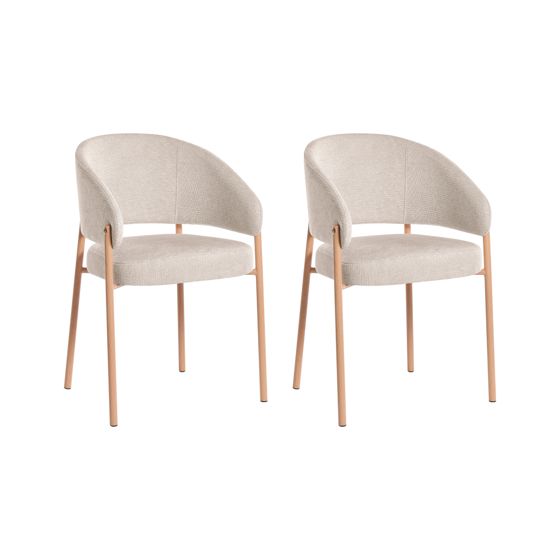 Sæt med 2 spisebordsstole ZANE Lys Beige