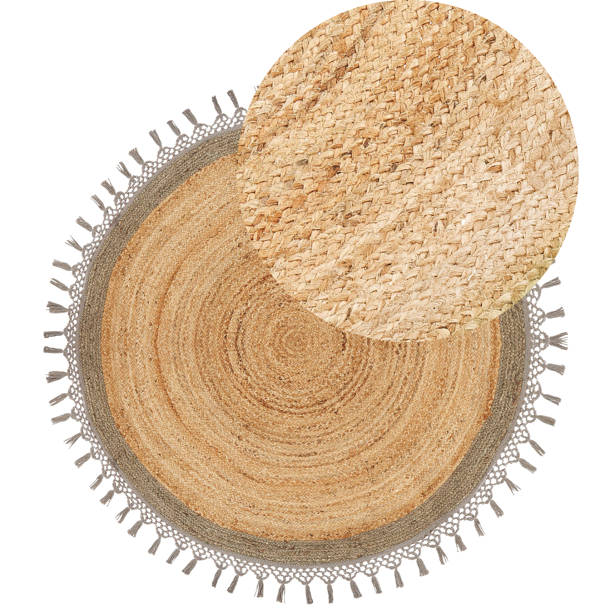 Gulvtæppe MARTS Grå ø 140 cm Jute