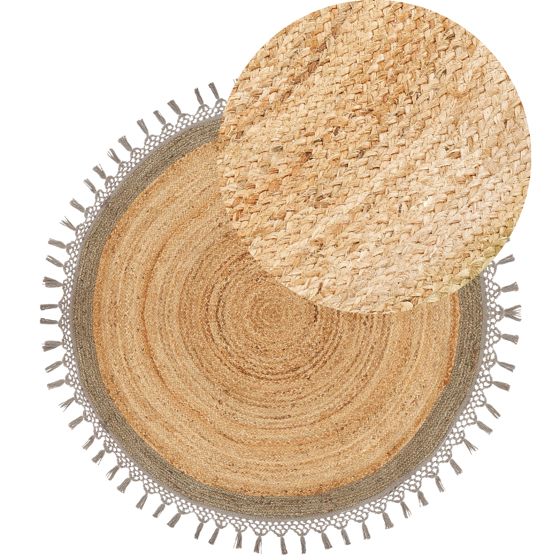 Gulvtæppe MARTS Grå ø 140 cm Jute