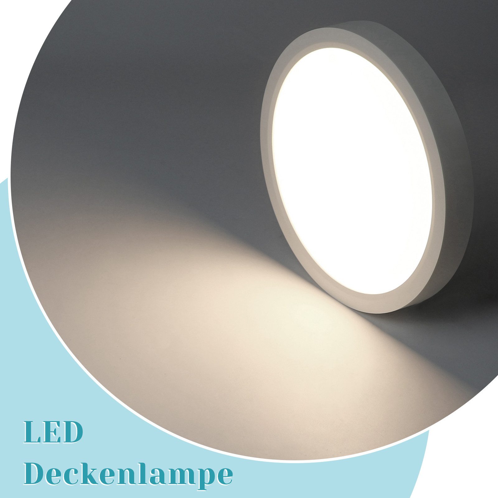 NETTLIFE flad LED loftlampe 18 cm - 15 W, hvid, 4000 K - moderne belysning til køkken, entré, soveværelse