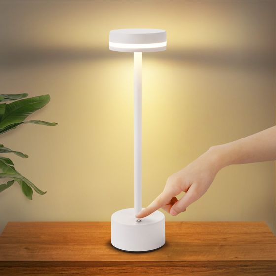 NETTLIFE nettlife trådløs LED-bordlampe, dæmpbar sengelampe med USB-C genopladeligt batteri, hvid berøringslampe til soveværelset