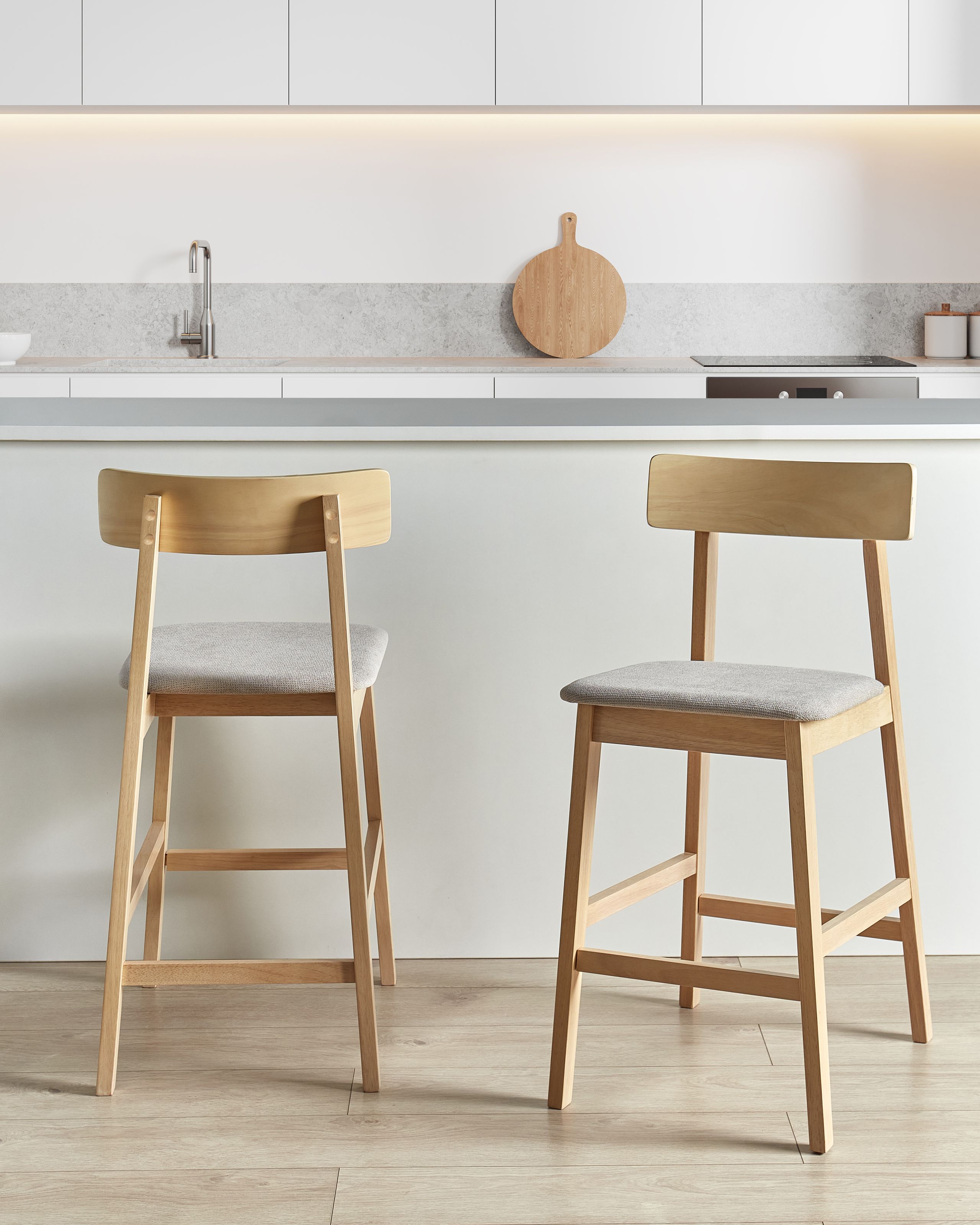 Sæt med 2 barstole ISANTI Træ Lysebrun/taupe