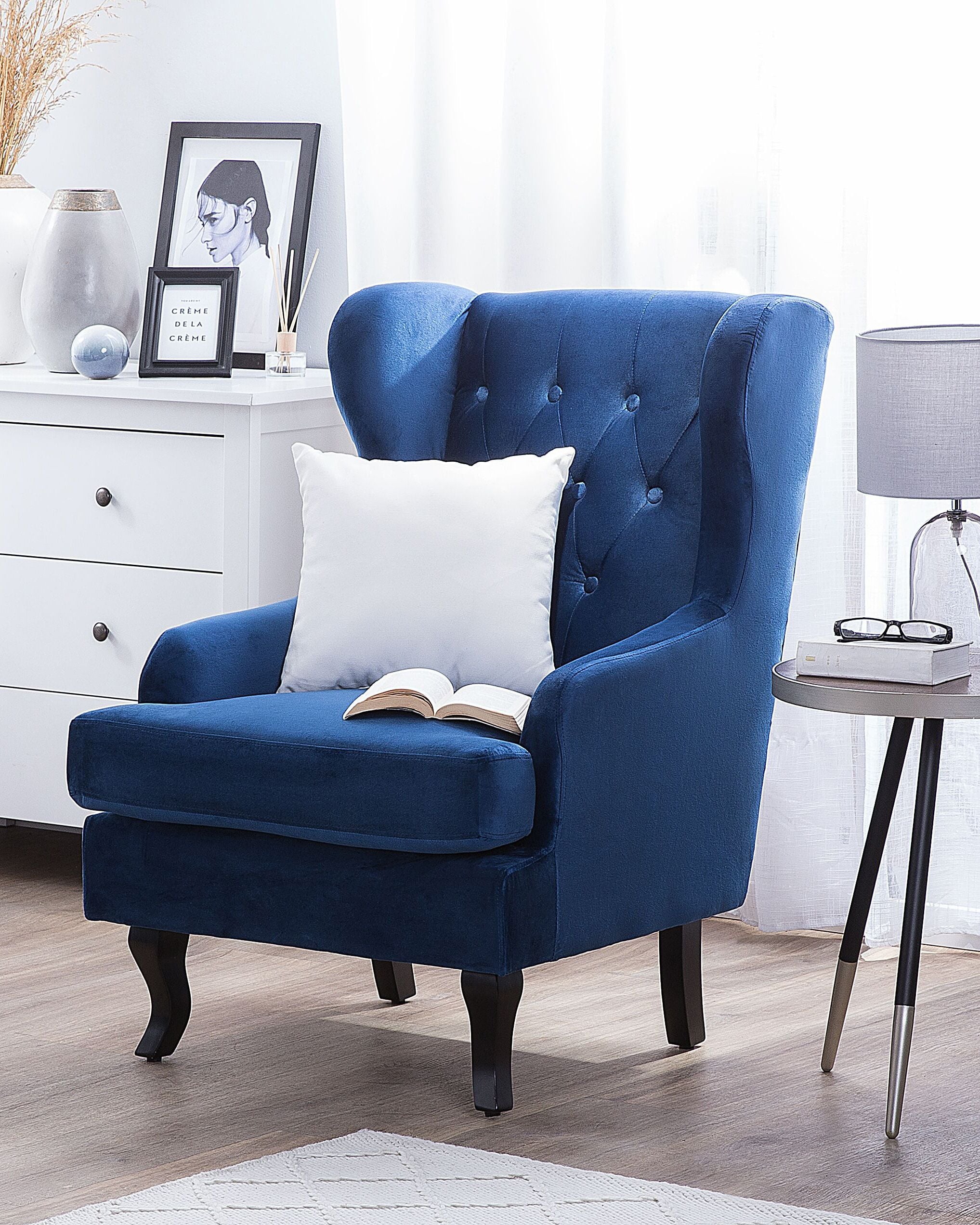 Øreklapstol ALTA Velour Mørkeblå