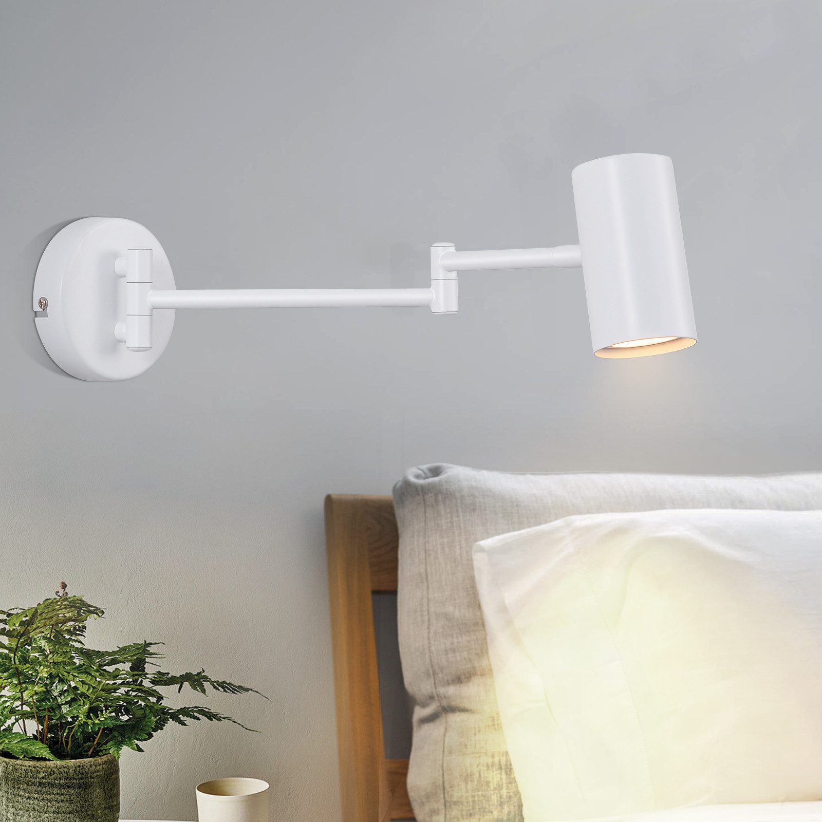 NETTLIFE Indendørs væglampe, GU10 - Soveværelse, Lampe, Vægspotlight, Væglamper, Moderne Hvid, Uden, Pære