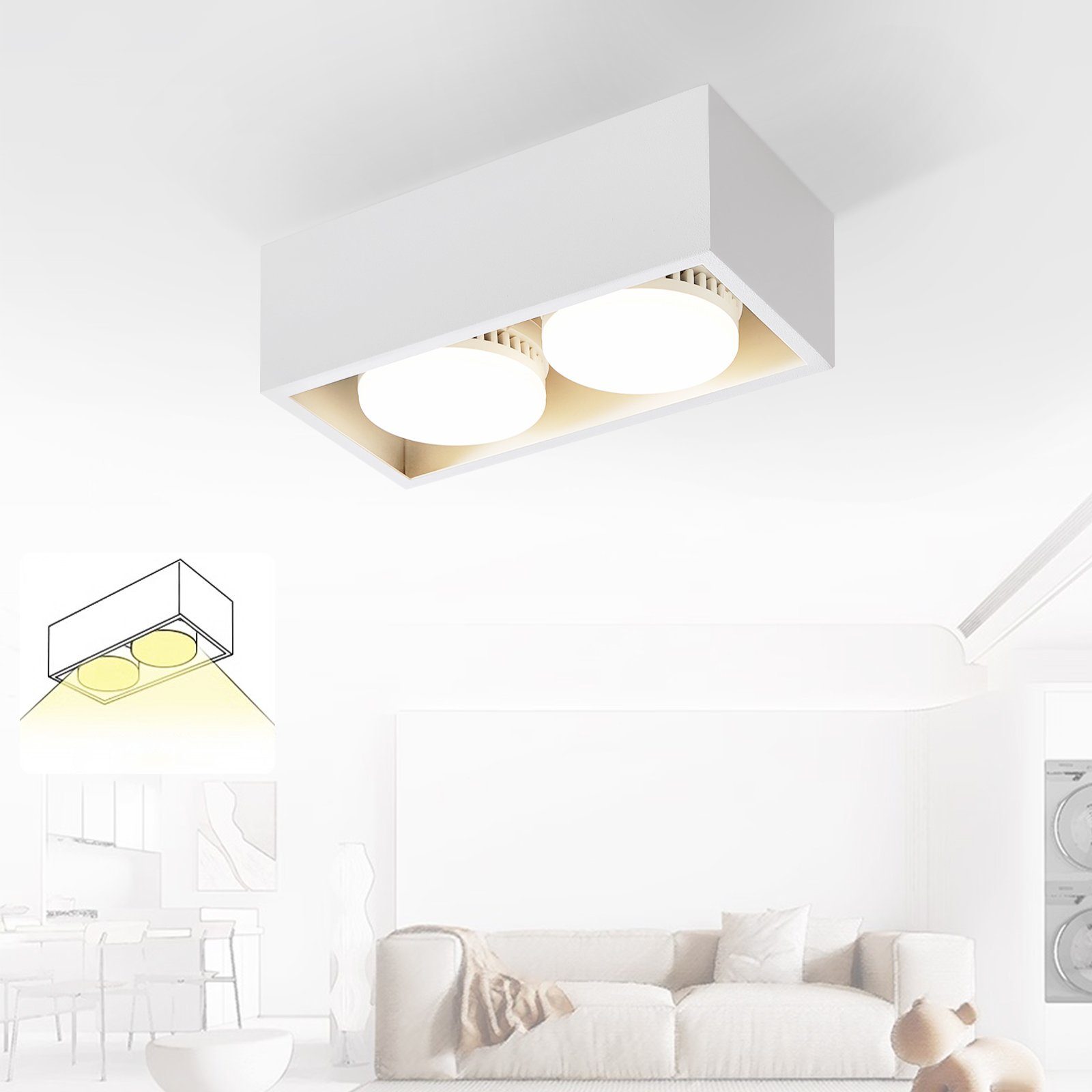 NETTLIFE 2 LED - påbygningsmonteret loftspotlight, varm hvid, justerbar GX53