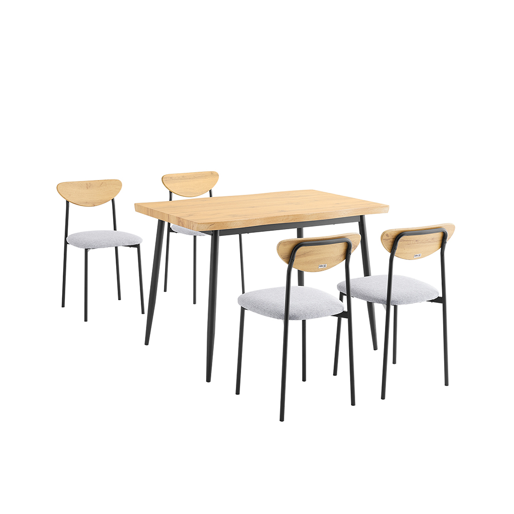 SoBuy OGT52-N spisebordssæt med 5 dele og 4 komfortable stole, kompakt køkkenbord til små rum, bord med stole ideelt til spisestue, køkken, stue, balkon og udendørs møbler