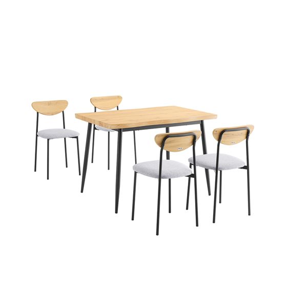 SoBuy OGT52-N spisebordssæt med 5 dele og 4 komfortable stole, kompakt køkkenbord til små rum, bord med stole ideelt til spisestue, køkken, stue, balkon og udendørs møbler