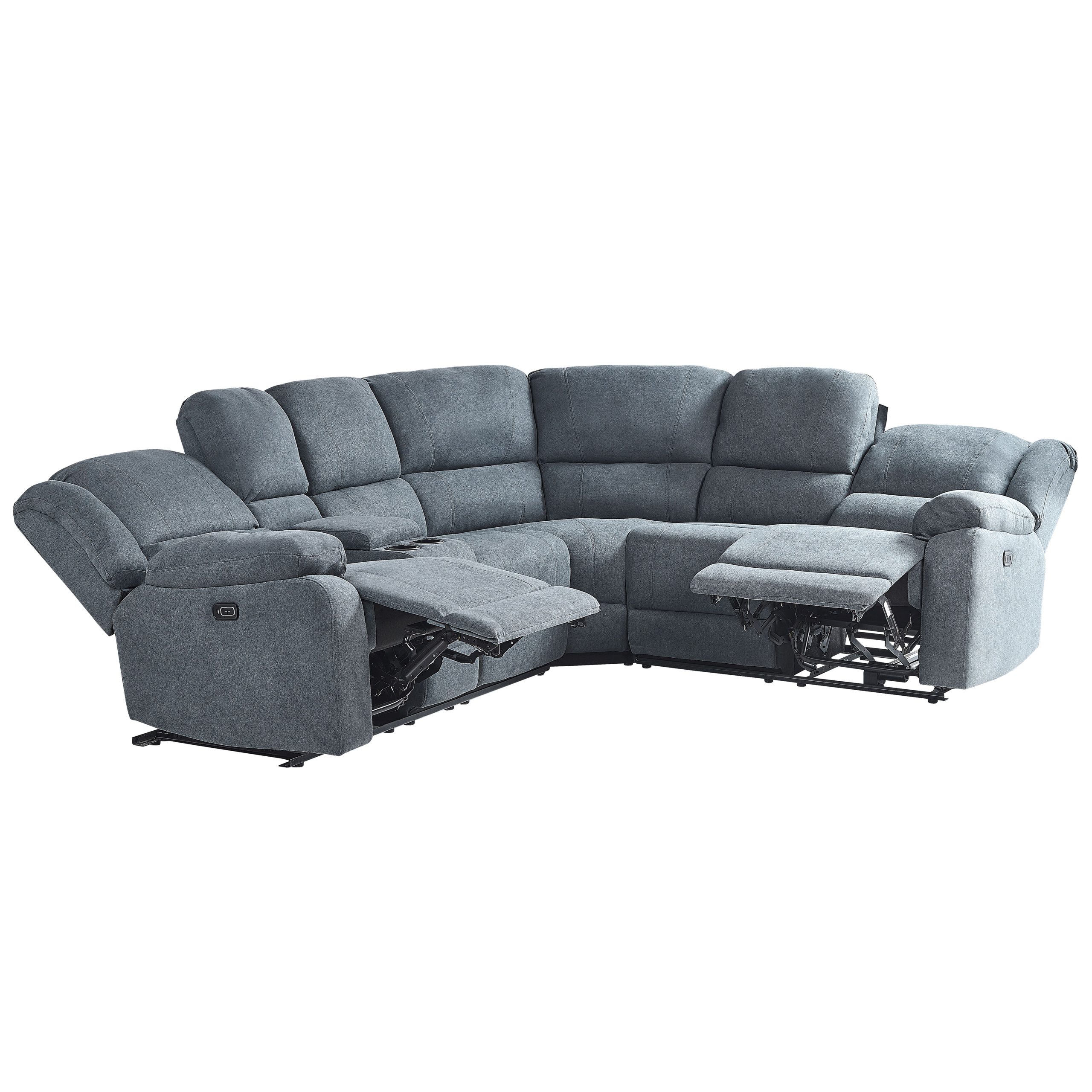 Elektrisk recliner hjørnesofa 5 personers ROKKE med USB-port Mørkegrå Venstrevendt