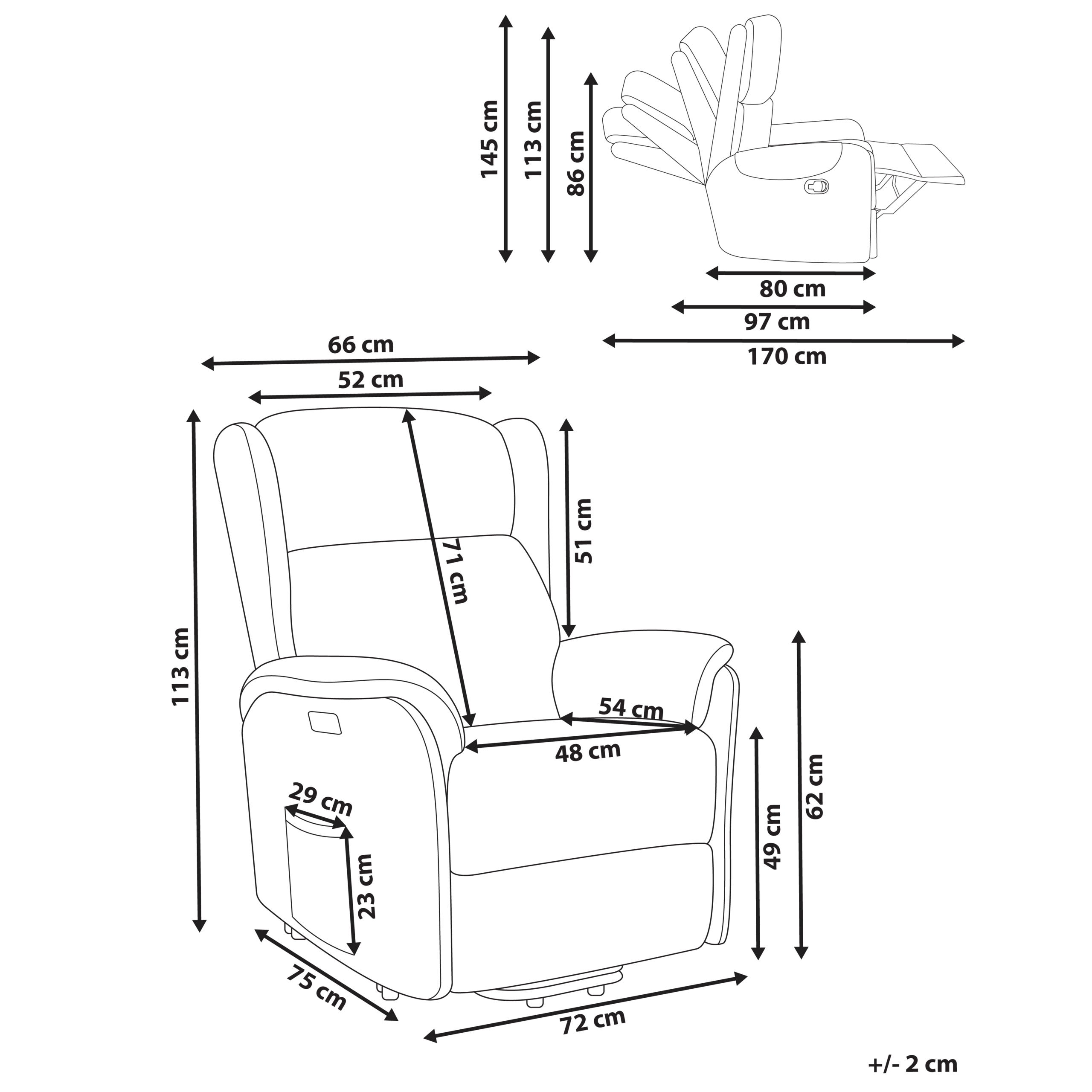 Elektrisk recliner stol ELEGY Inkl. fodstøtte Velour Lys Beige