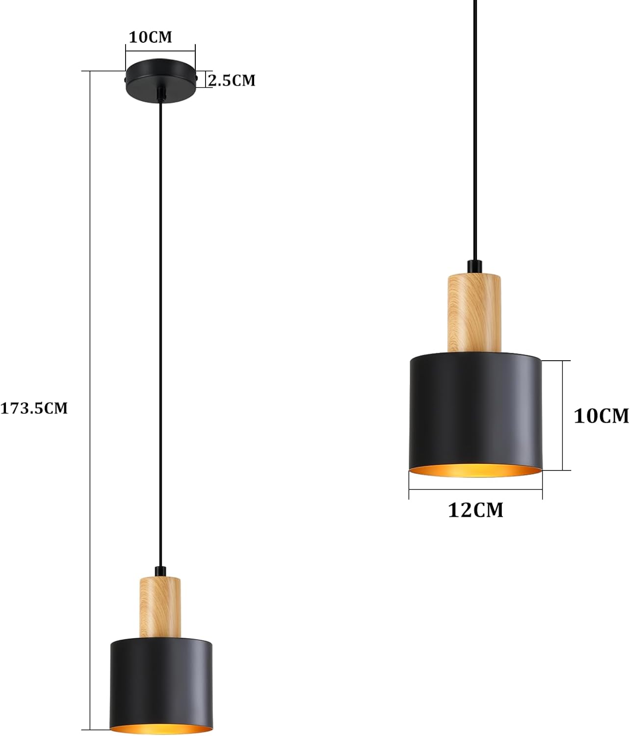 NETTLIFE Vintage Hængende Sort E27, Justerbar Loftlampe til Spisestue