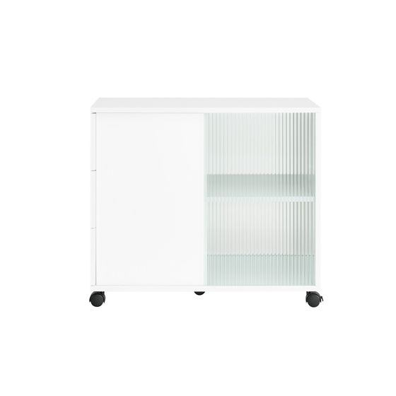 SoBuy, tv-bord på hjul, Skab med hjul, Lavt kabinet, FBT141-W
