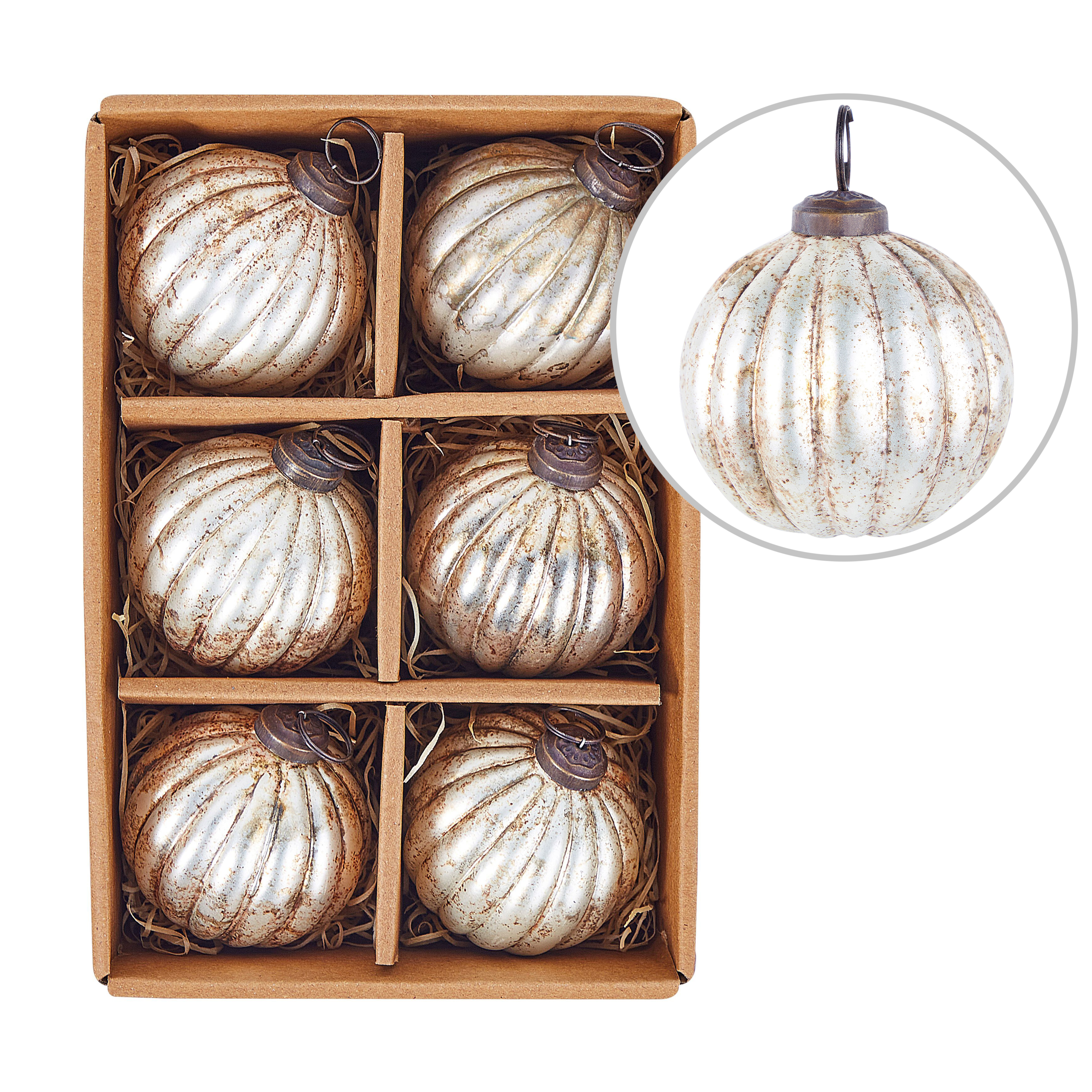 Sæt af 6 julekugler IVOIRE Glas Sølv