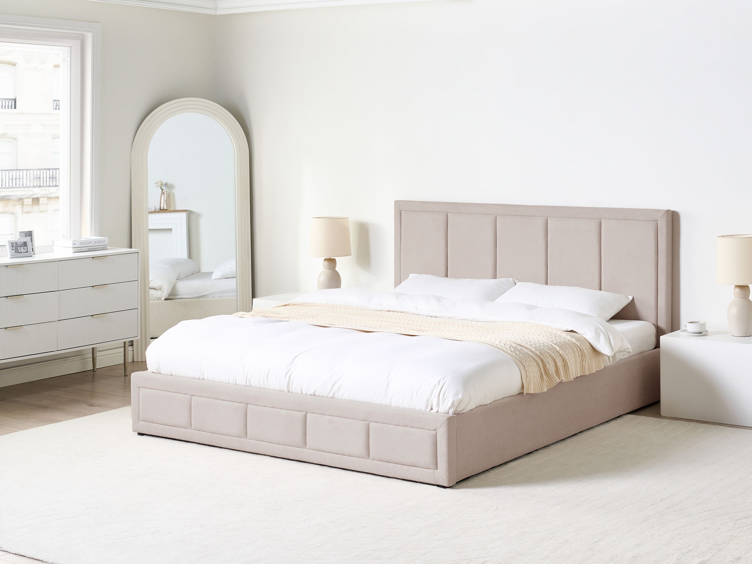 Seng med opbevaring QUIBERON Beige 180 x 200 cm