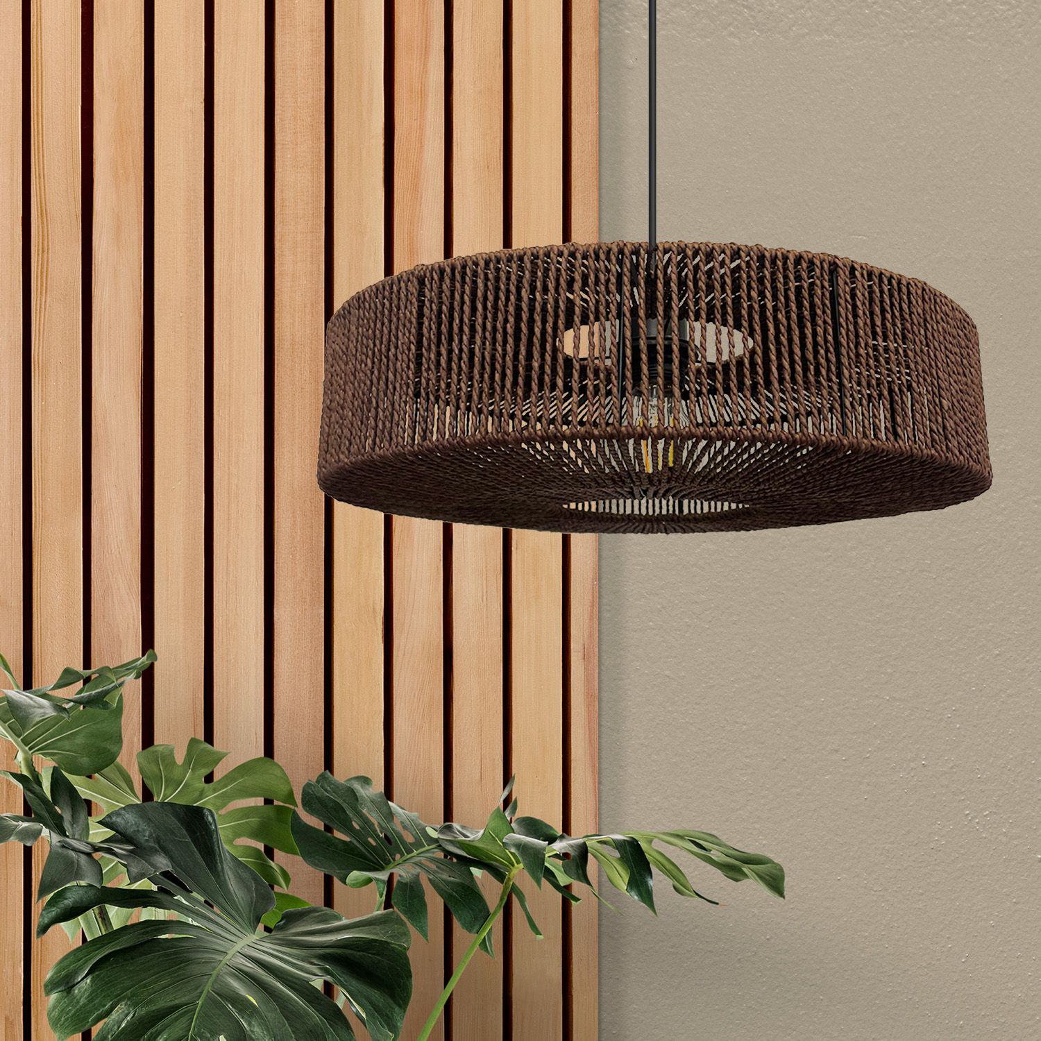 TOOLIGHT hængende loftlampe APP1295-1CP BOHO Brun 40x40x12,5cm