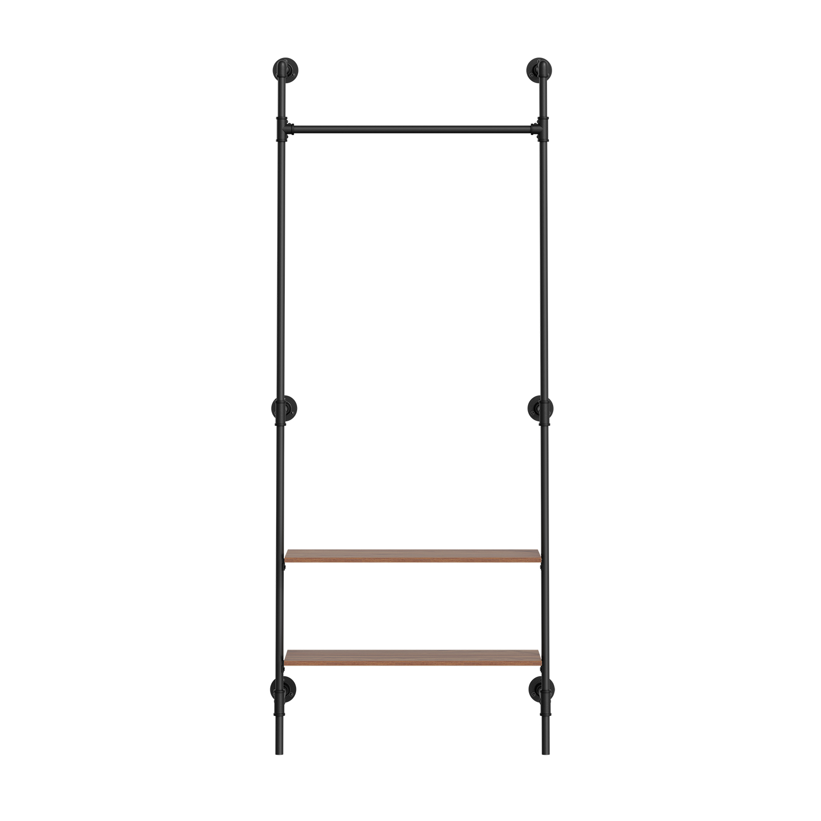 Vægmonteret tøjstativ med 2 hylder, sort, 91.5x220 cm, KLS20-SCH