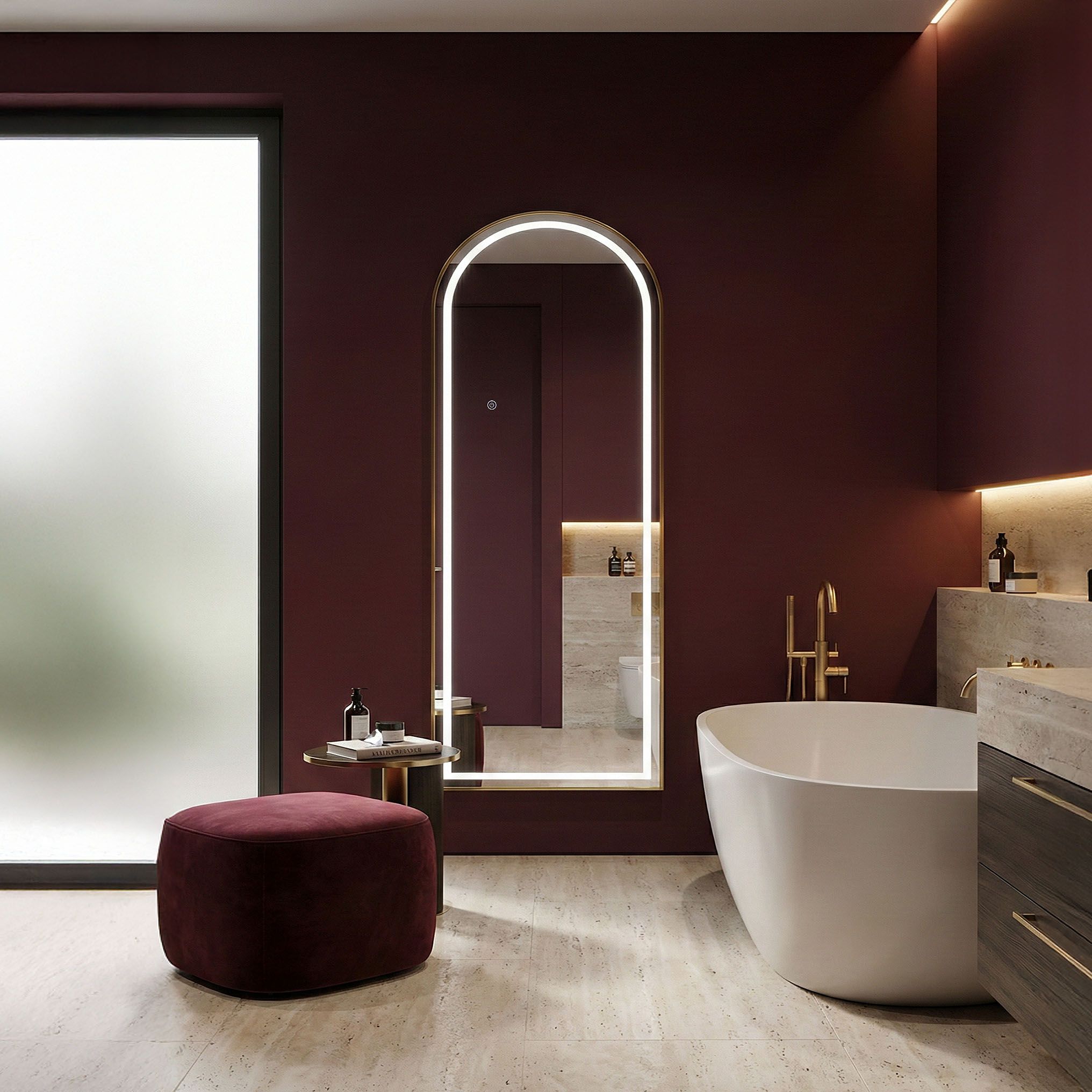 REA spejl Orbit led 60x70 Børstet guld 3x60x170cm