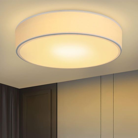 NETTLIFE - loftslampe til soveværelset, rund loftslampe - 1 lampe, E27, stuelampe, 30 cm, stof, moderne soveværelseslampe