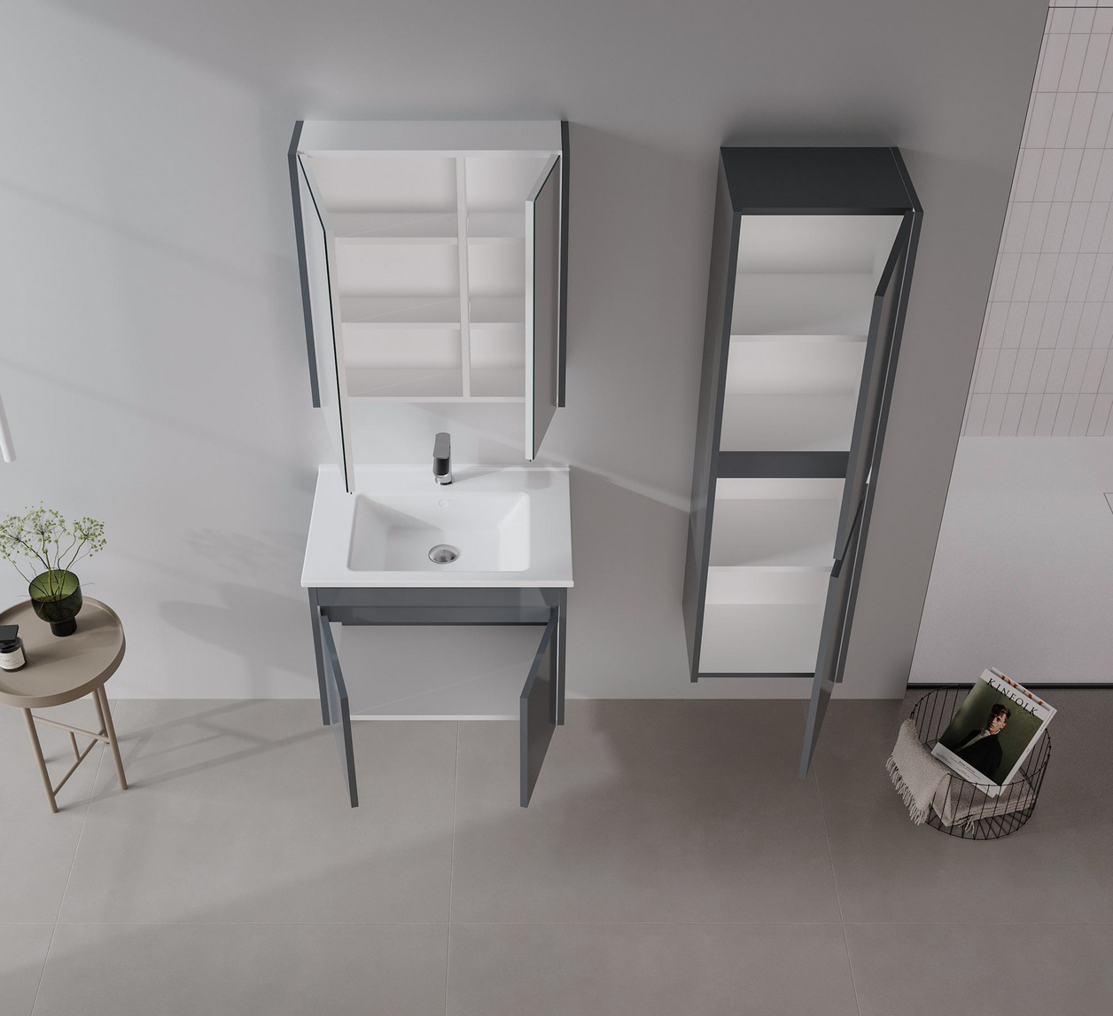 Norda Design Badeværelsesskab med håndvask Arno 65 Skuffe 45 x 65 x 52 cm