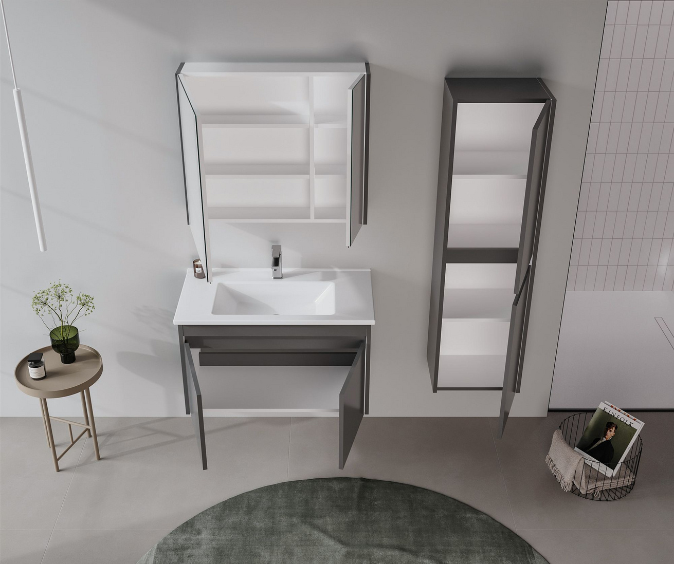 Norda Design Badeværelsesskab med håndvask Arno 85 Dør 45 x 85 x 52 cm