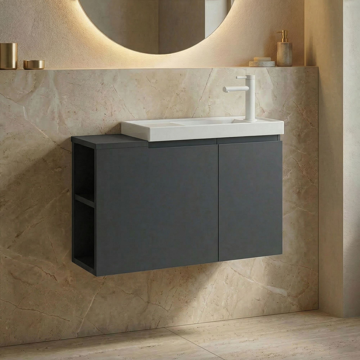 Norda Design Badeværelsesskab med håndvask Ferla 80 22 x 80 x 45 cm