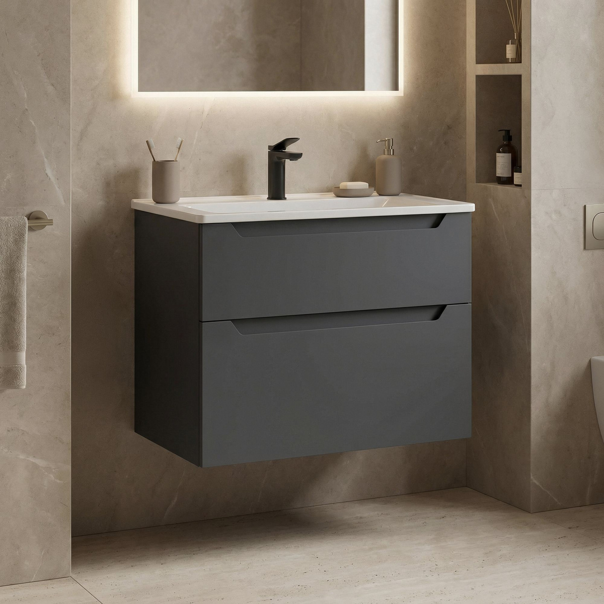 Norda Design Badeværelsesskab med håndvask Messina 65 v2 45 x 65 x 55 cm