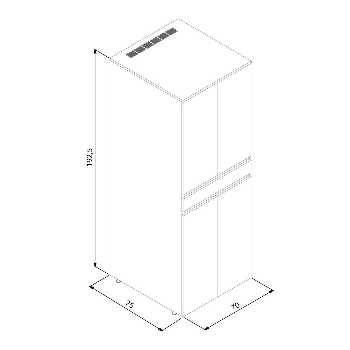 Norda Design Vaskemaskineskab Neve 70 73 x 70 x 193 cm