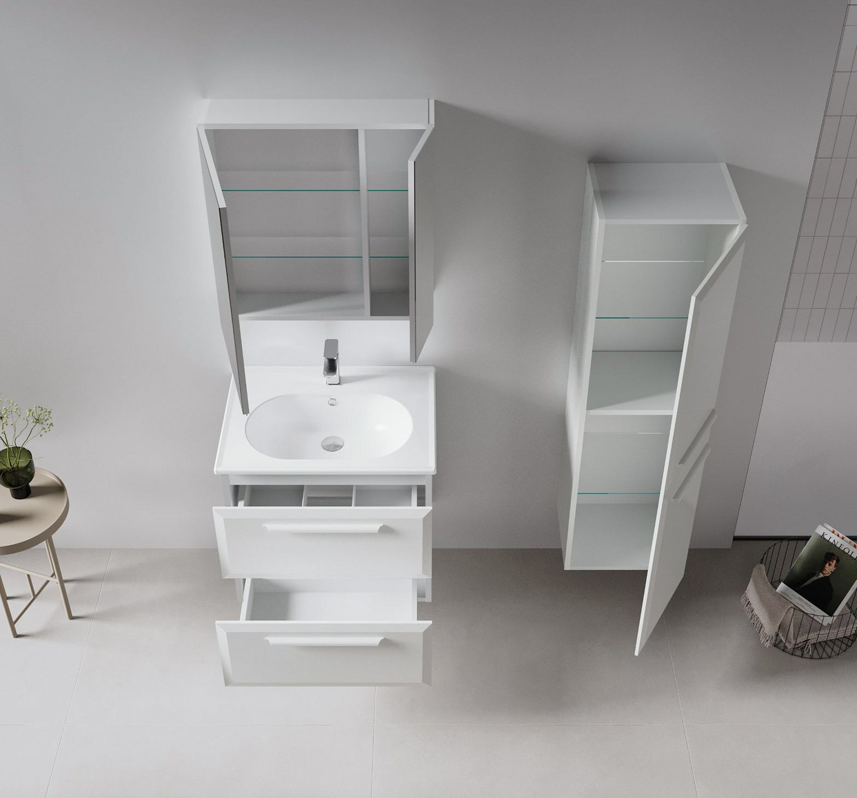 Norda Design Badeværelsesskab med håndvask Nuvola 65 v2 50 x 65 x 62 cm