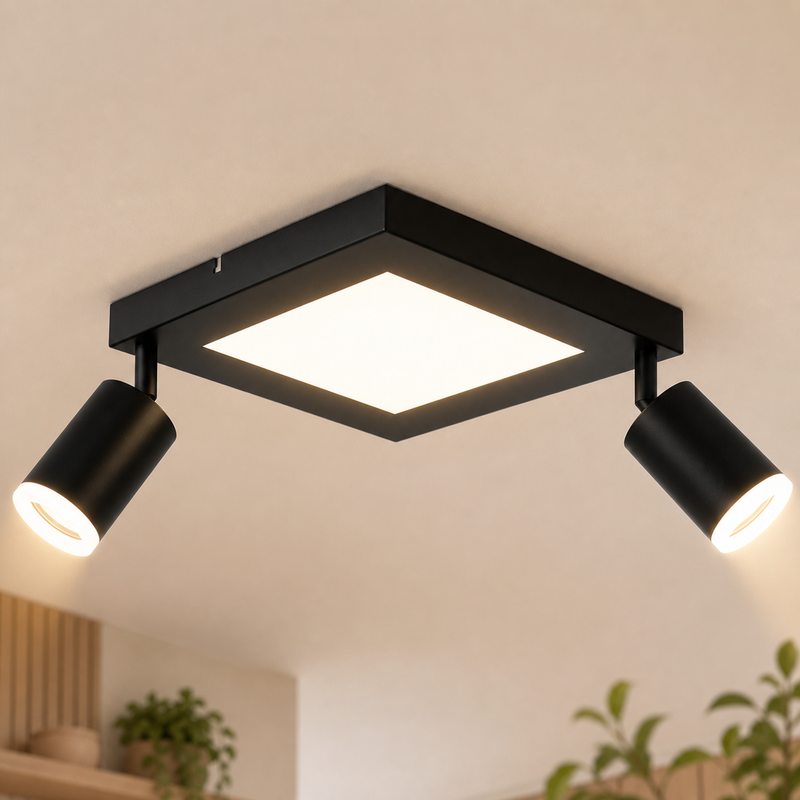 NETTLIFE Firkantet loftspotlight GU10 3000k Varm Hvid 20W Soveværelseslampe 350° Justerbar Varm Hvid